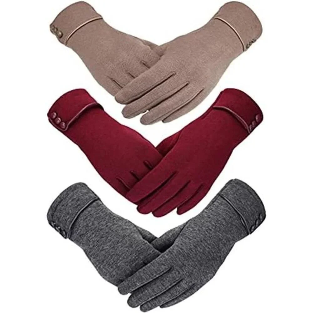 3 Pairs Women's Gloves Winter Touchscreen Windproof Gloves